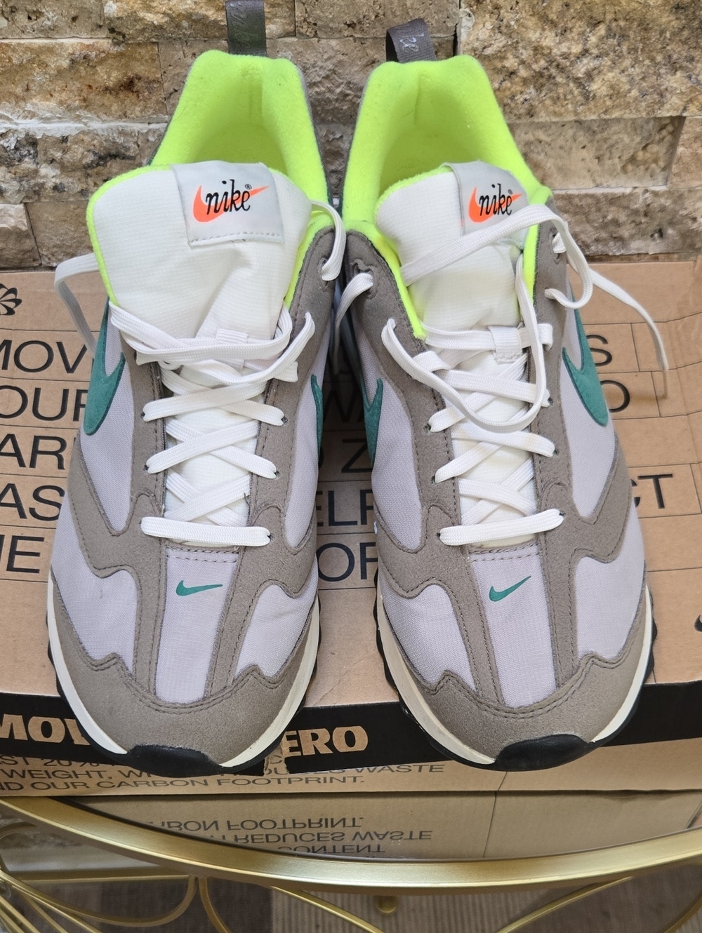 Nike Men’s Gray, Teal & Neon Green Low-Top Sneakers